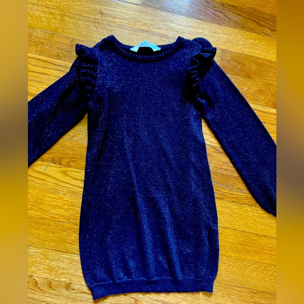 Fun H&M sweater dress- navy with sparkles and ruffles
